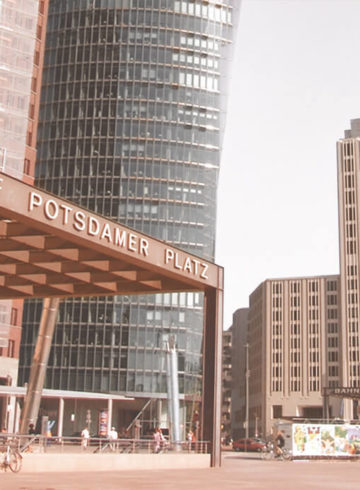 Potsdamer Platz in Berlin with the Beisheim Center and train station